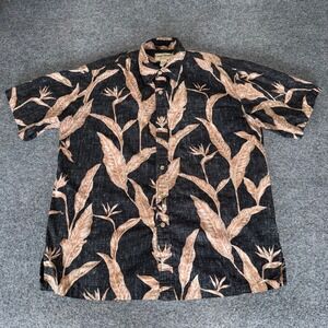 Cooke Street‎ Hawaiian Shirt Mens Large Reverse Print Aloha Palm Leaf Tropical
